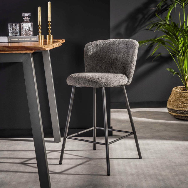 Bar Stool Bates HomeHaven Grey LxBxH 69x68x66 Boucle Nnb