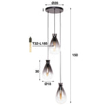 Pendant Light Linus HomeHaven Anthracite LxBxH 68x38x32 Glass Nnb