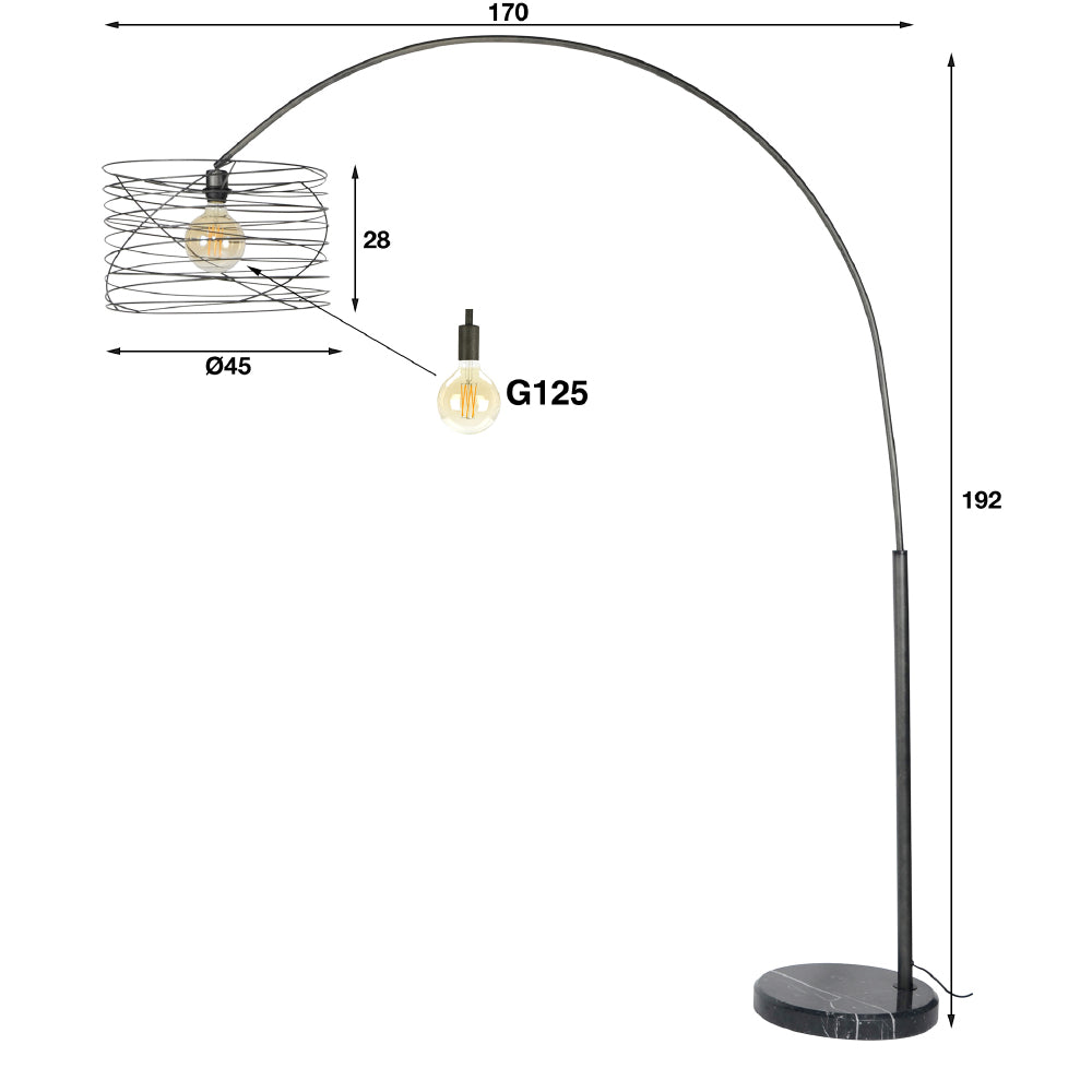 Arc lamp Otis HomeHaven Black LxBxH 44x44x11 Metal Nnb